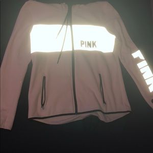 Full Zip Reflective Pink hoodie